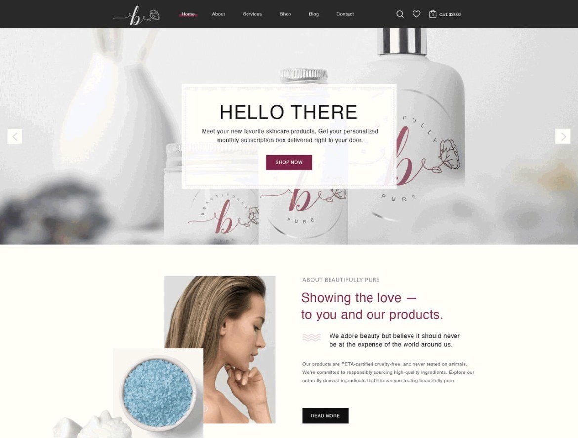 Beautifully Pure storefront home page