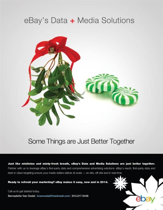 eBay Data + Media Solutions print ad pairing mistletoe and mints: Some Things Are Just Better Together