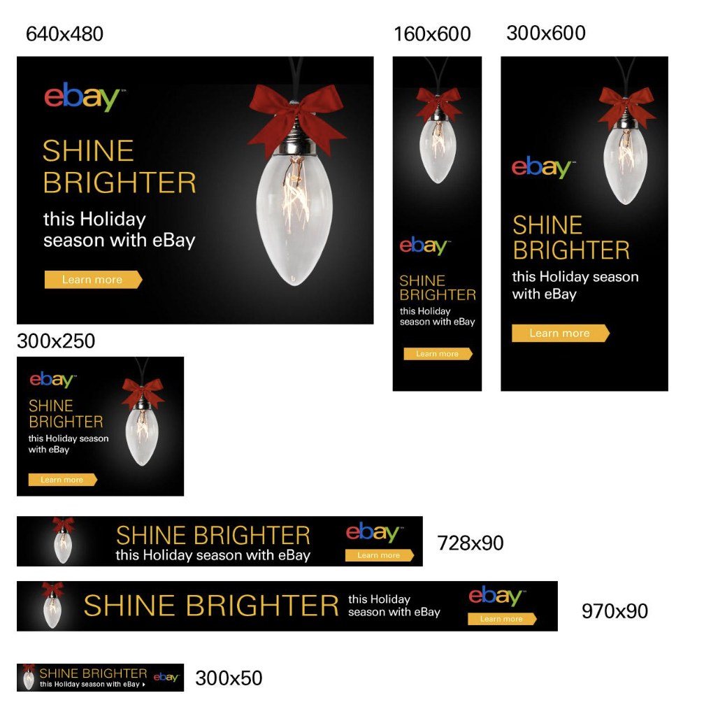 eBay Shine Brighter holiday display banners in multiple sizes