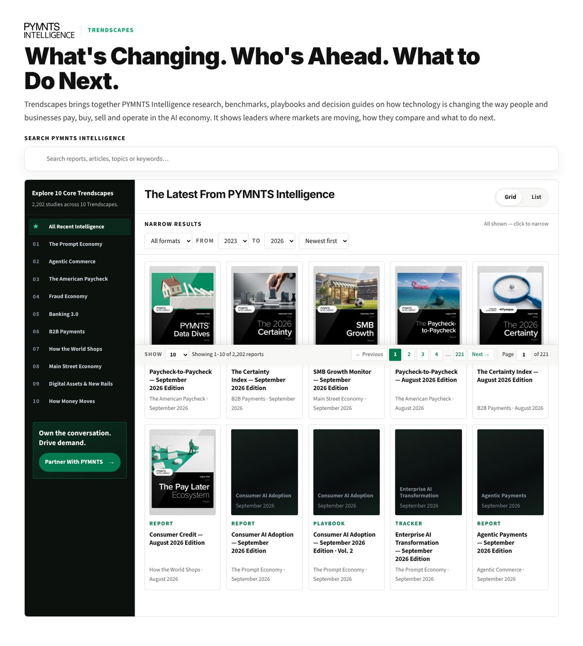 Trendscapes Research Explorer page design
