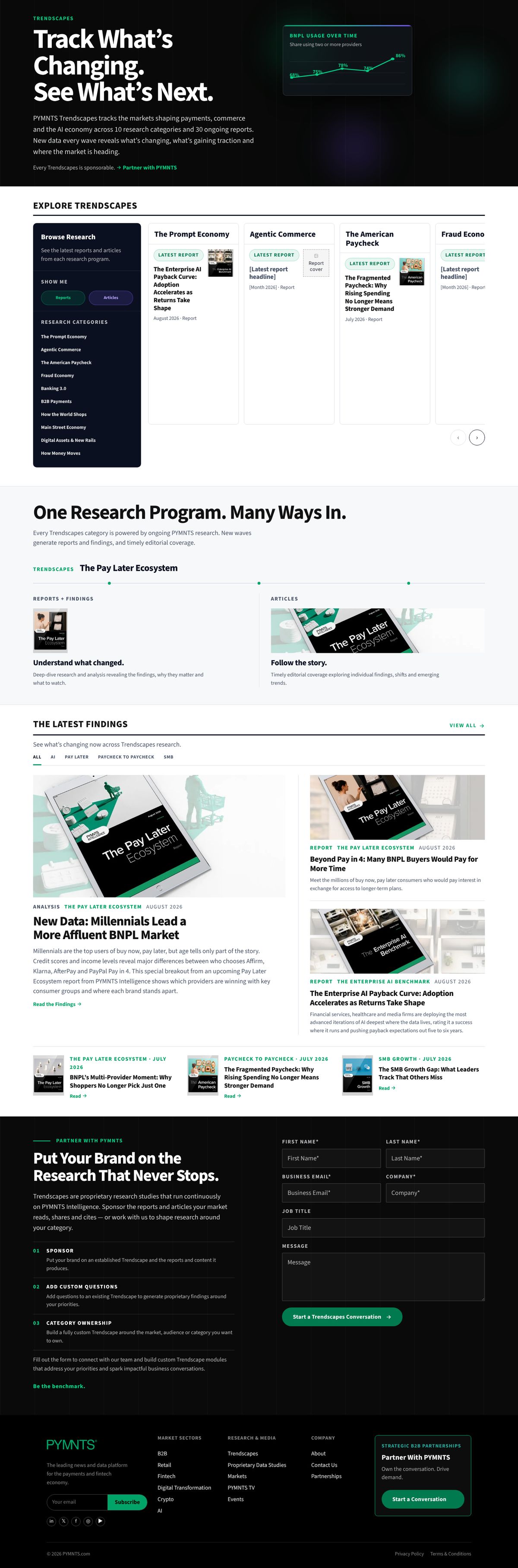 PYMNTS Trendscapes product page design