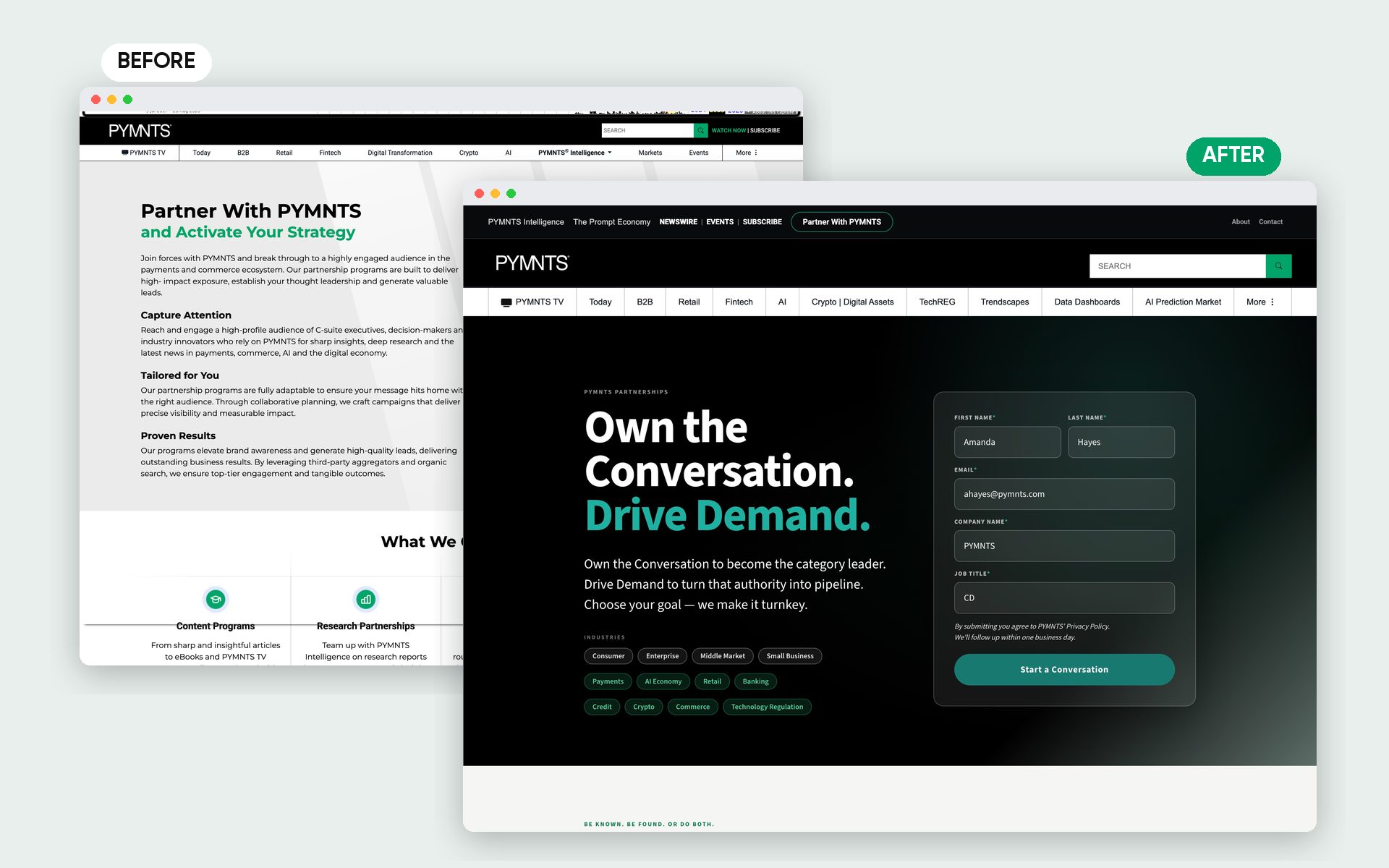 Partner With PYMNTS — Sales landing page
