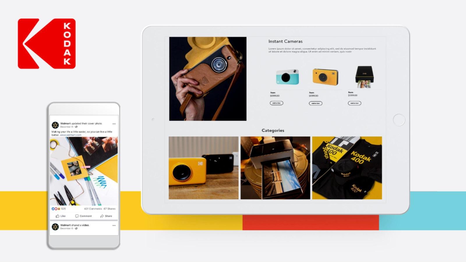 Kodak instant camera brand shop concept with Walmart social post