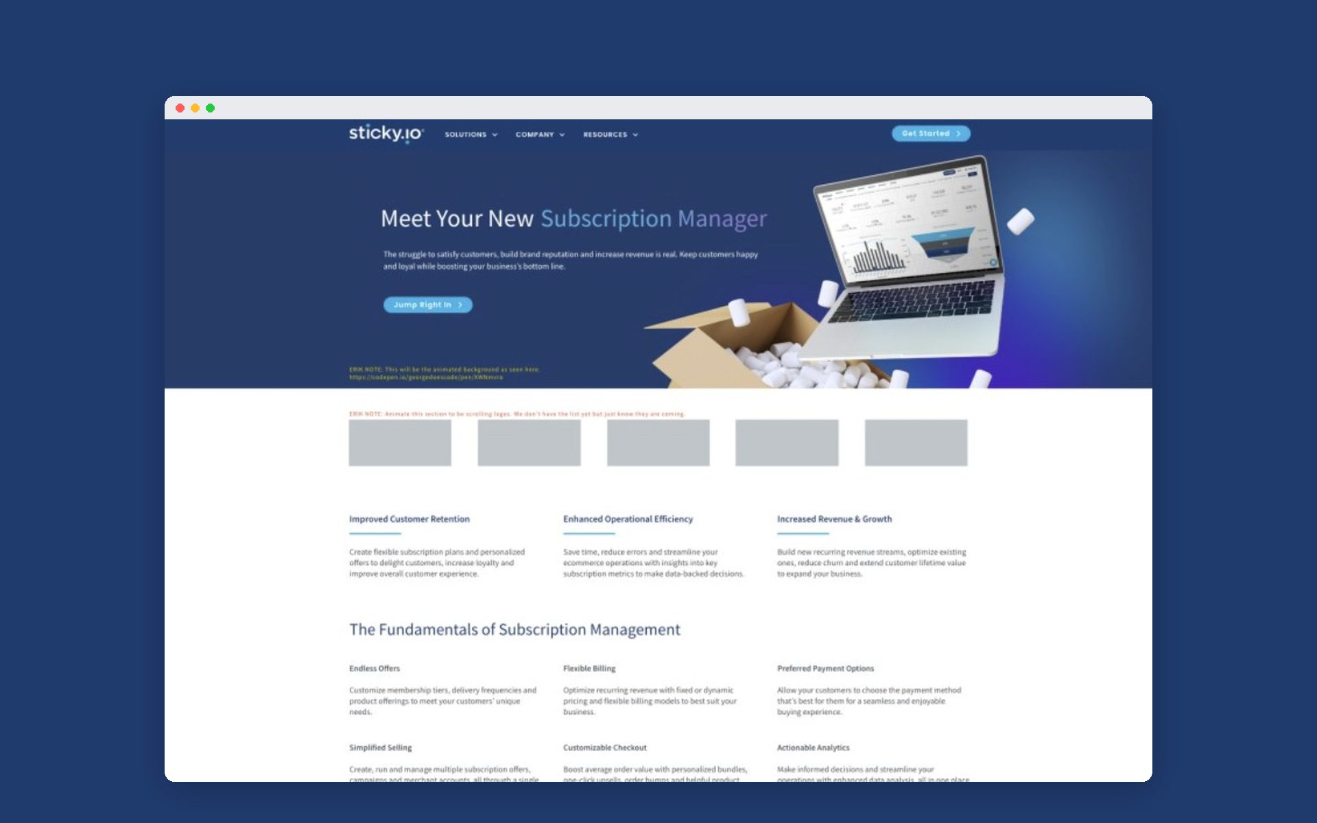 sticky.io — Website & product UI