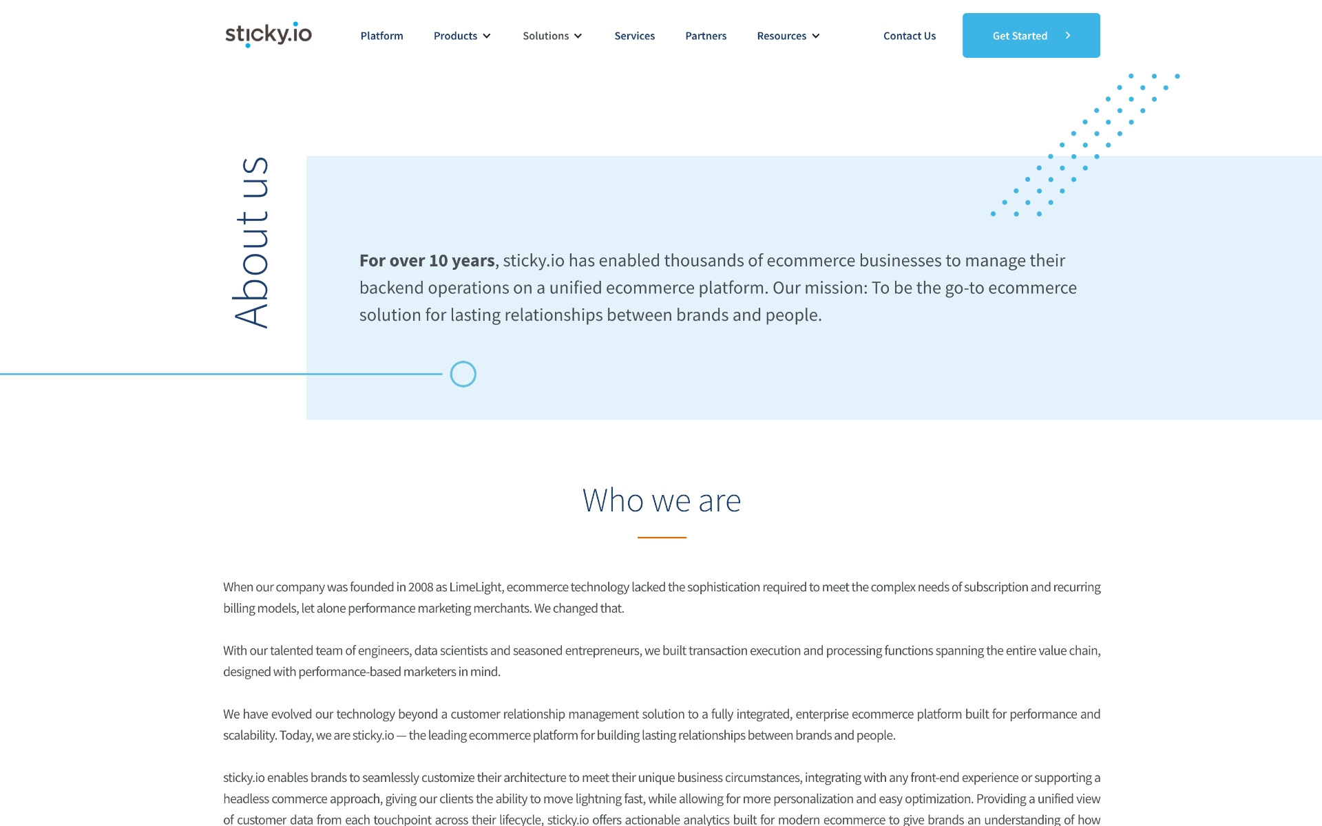 sticky.io about page — top of page