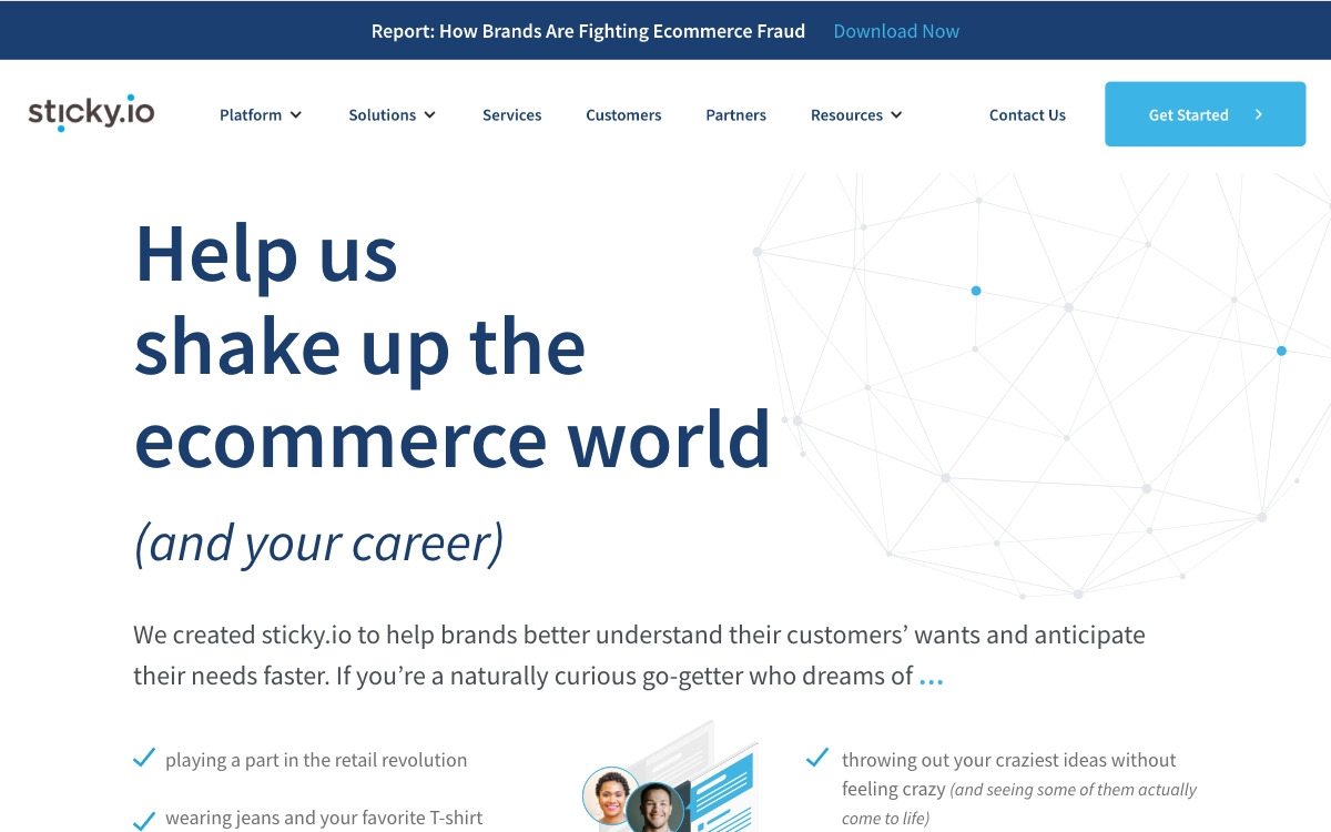 sticky.io careers page — top of page