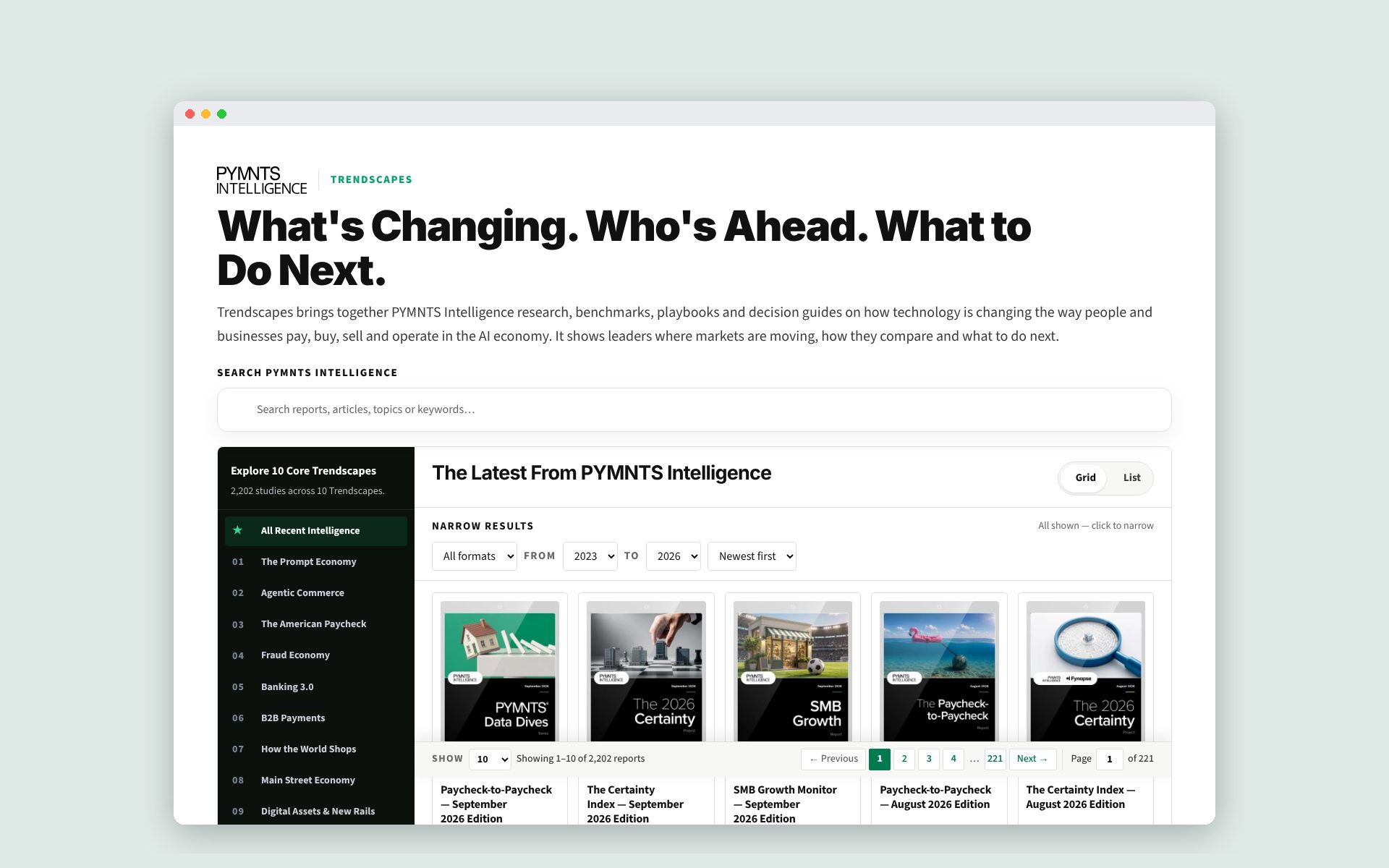 Trendscapes Research Explorer — Product Pages · Search UX